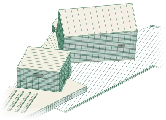 El Kursaal de Rafael Moneo terminado en el modelo BIM, con las seis fases del proyecto señaladas de F-01 a F-06