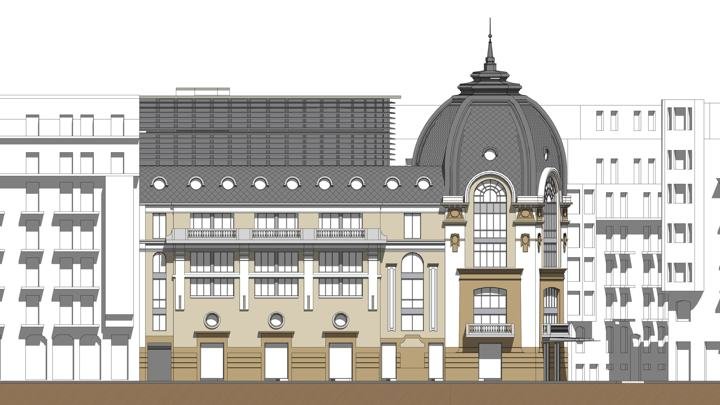 Palacio Bellas Artes: alzado urbano de la manzana